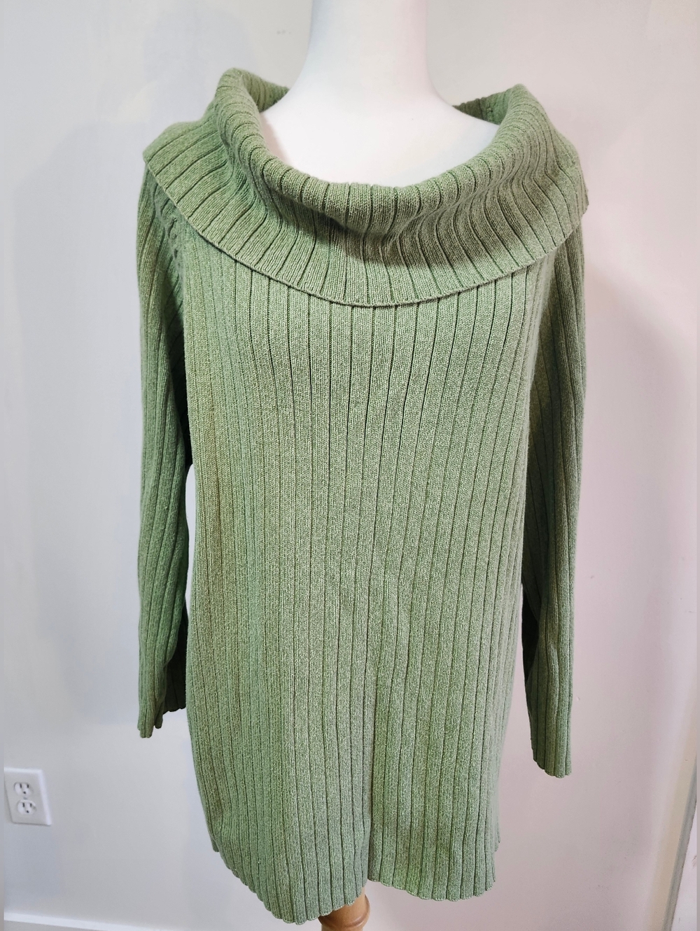 Penningtons Women’s Ribbed Off-Shoulder Sweater Tunic - Sage Green